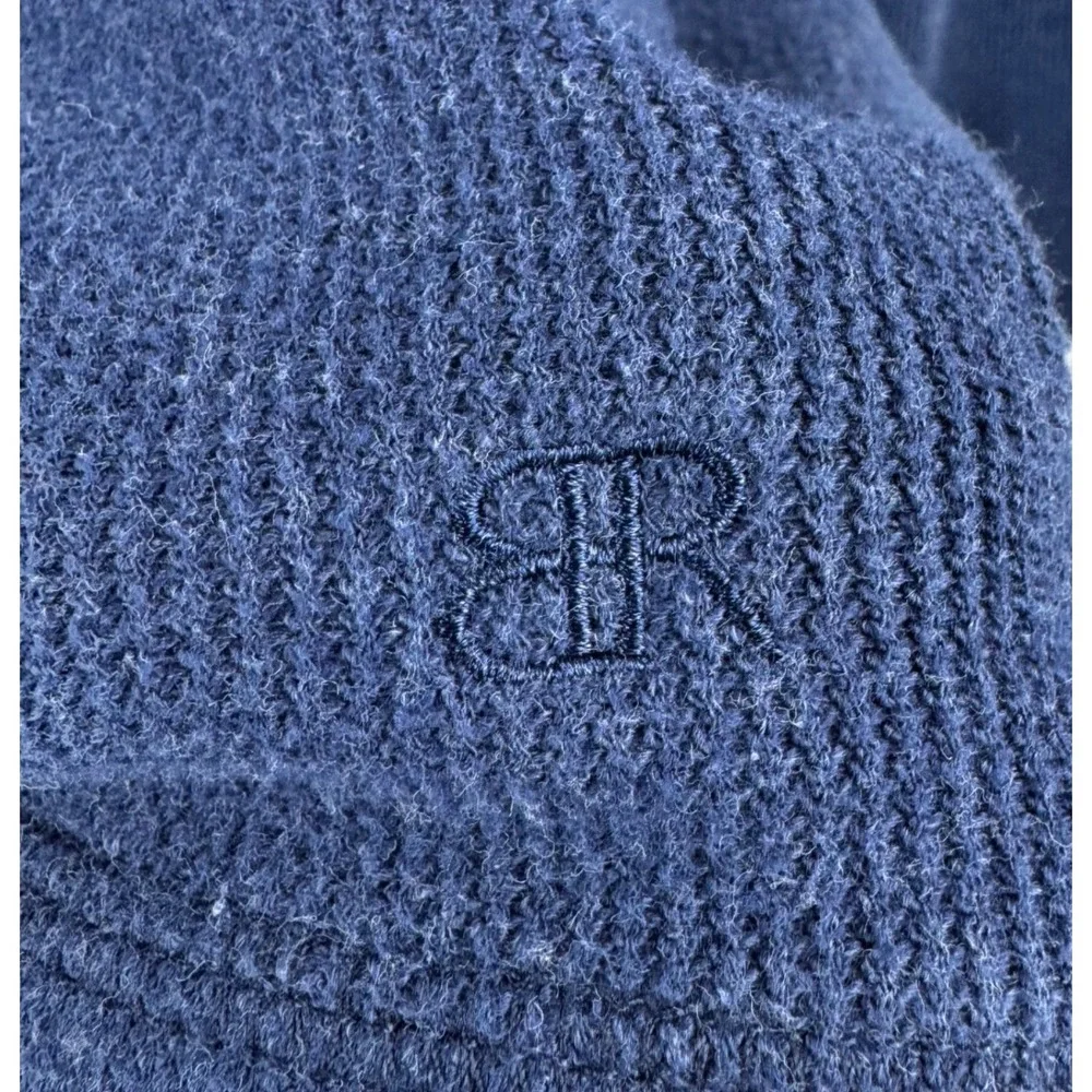Banana Republic Sweater Men XL Navy Blue Waffle Knit Crewneck Raglan Comfortable